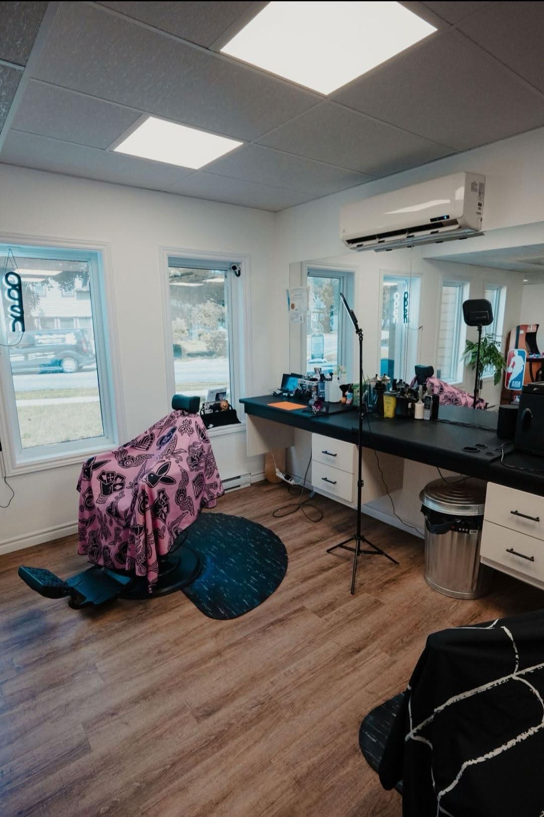 The cutting station by the front windows at Section Five-O-Six
